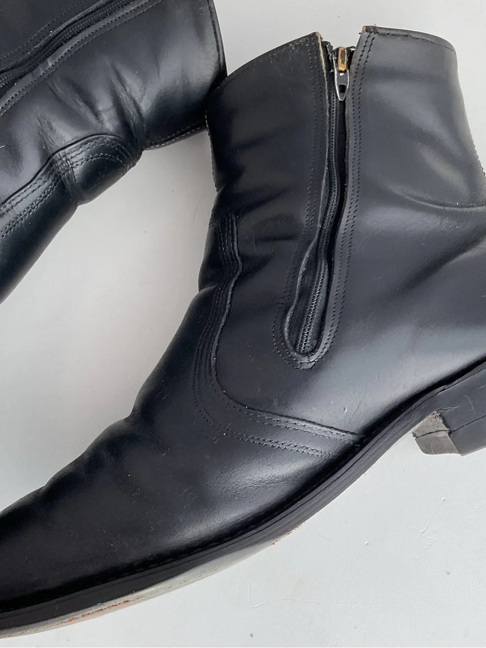 intage Black Leather Side Zip Man Made Boots Men’s Size 10 EEE